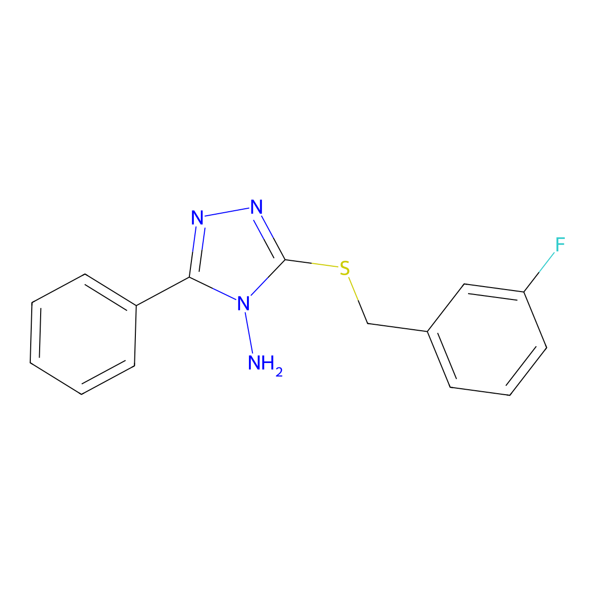 3-[(3-Fluorophenyl)methylthio]-5-phenyl-1,2,4-triazole-4-ylamine molecular structure, CAS 578757-07-0