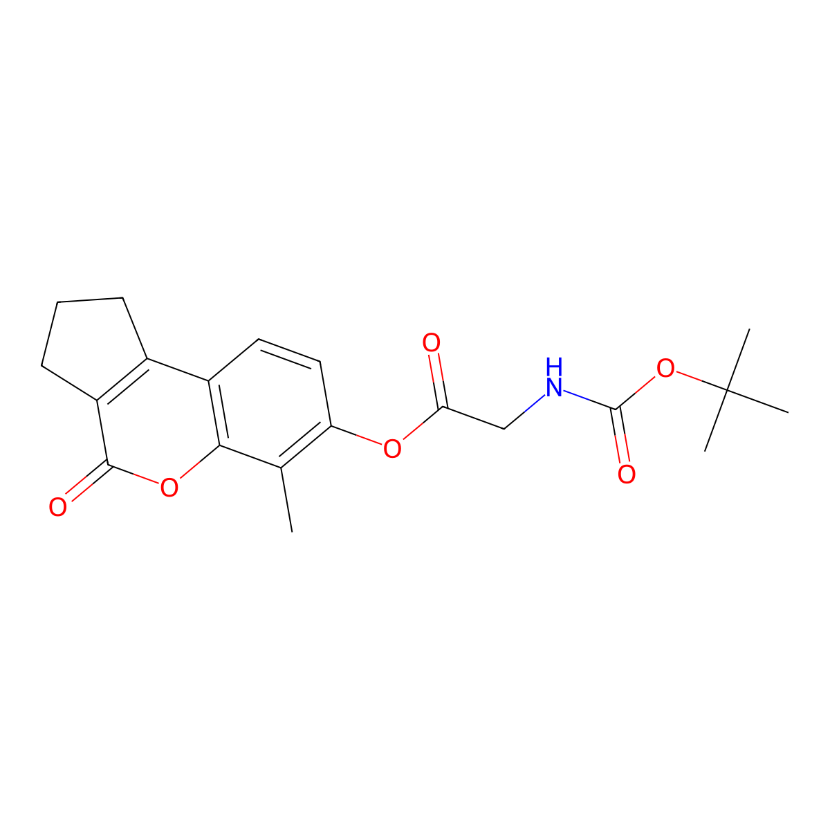 6-methyl-4-oxo-1,2,3,4-tetrahydrocyclopenta[c]chromen-7-yl N-(tert-butoxycarbonyl)glycinate molecular structure, CAS 578757-18-3