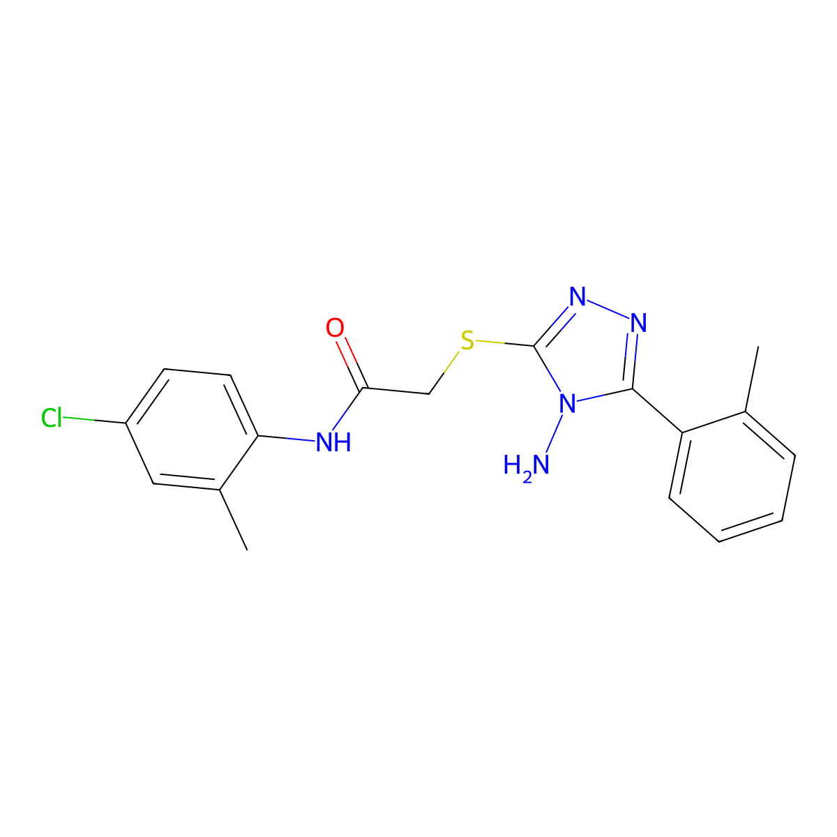 2-{[4-amino-5-(2-methylphenyl)-4H-1,2,4-triazol-3-yl]sulfanyl}-N-(4-chloro-2-methylphenyl)acetamide molecular structure, CAS 578757-36-5