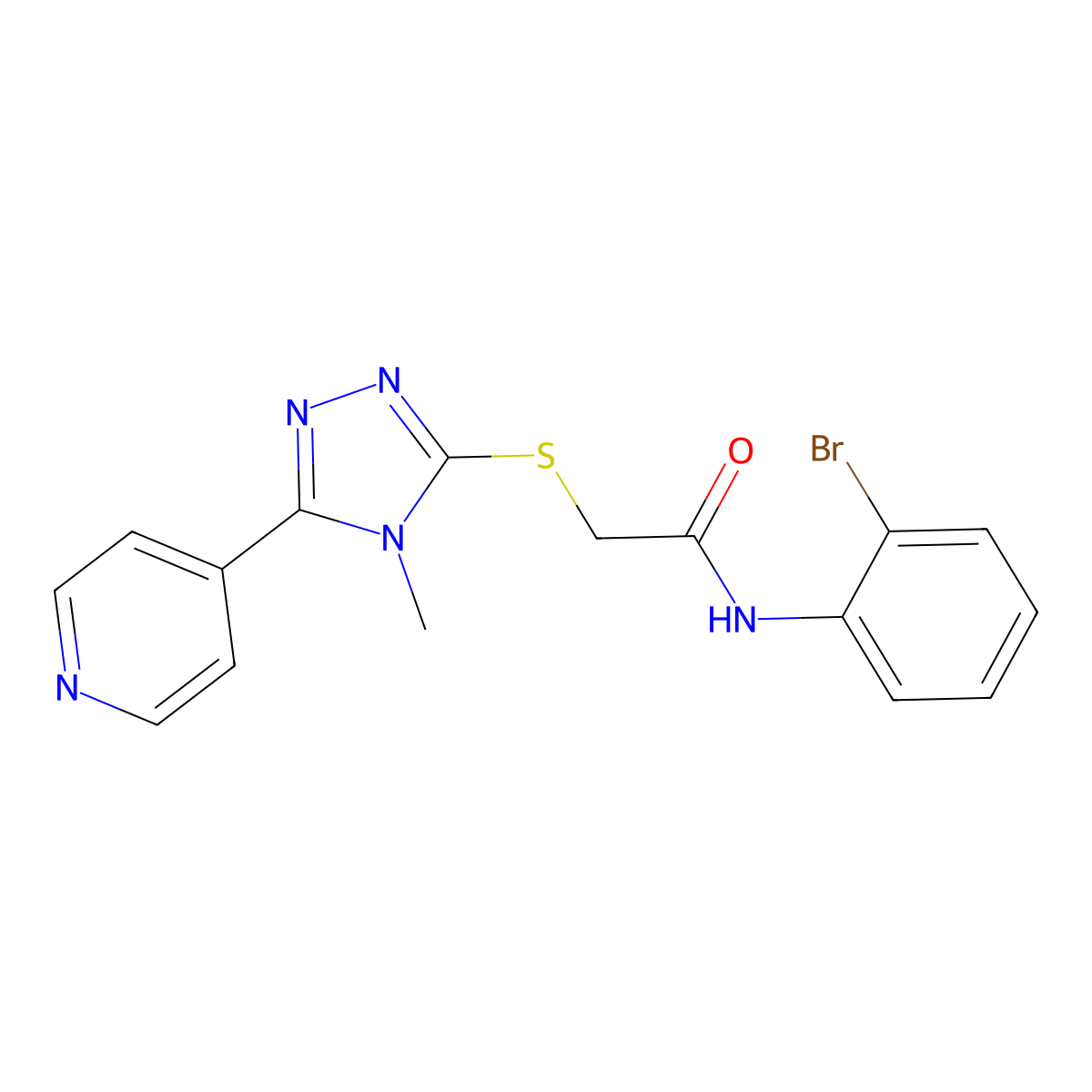 N-(2-bromophenyl)-2-{[4-methyl-5-(pyridin-4-yl)-4H-1,2,4-triazol-3-yl]sulfanyl}acetamide molecular structure, CAS 578757-37-6