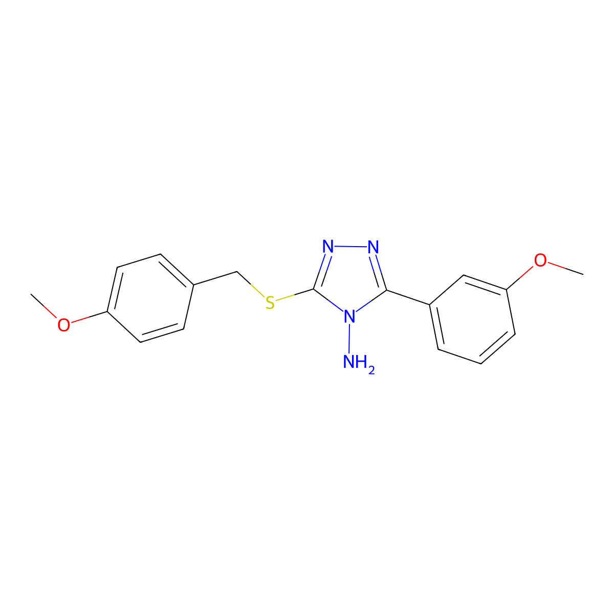 5-(3-Methoxyphenyl)-3-[(4-methoxyphenyl)methylthio]-1,2,4-triazole-4-ylamine molecular structure, CAS 578757-41-2