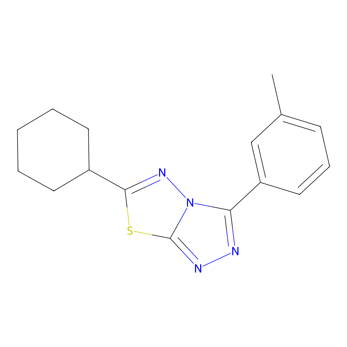 6-Cyclohexyl-3-(3-methylphenyl)-[1,2,4]triazolo[3,4-b][1,3,4]thiadiazole molecular structure, CAS 578757-43-4