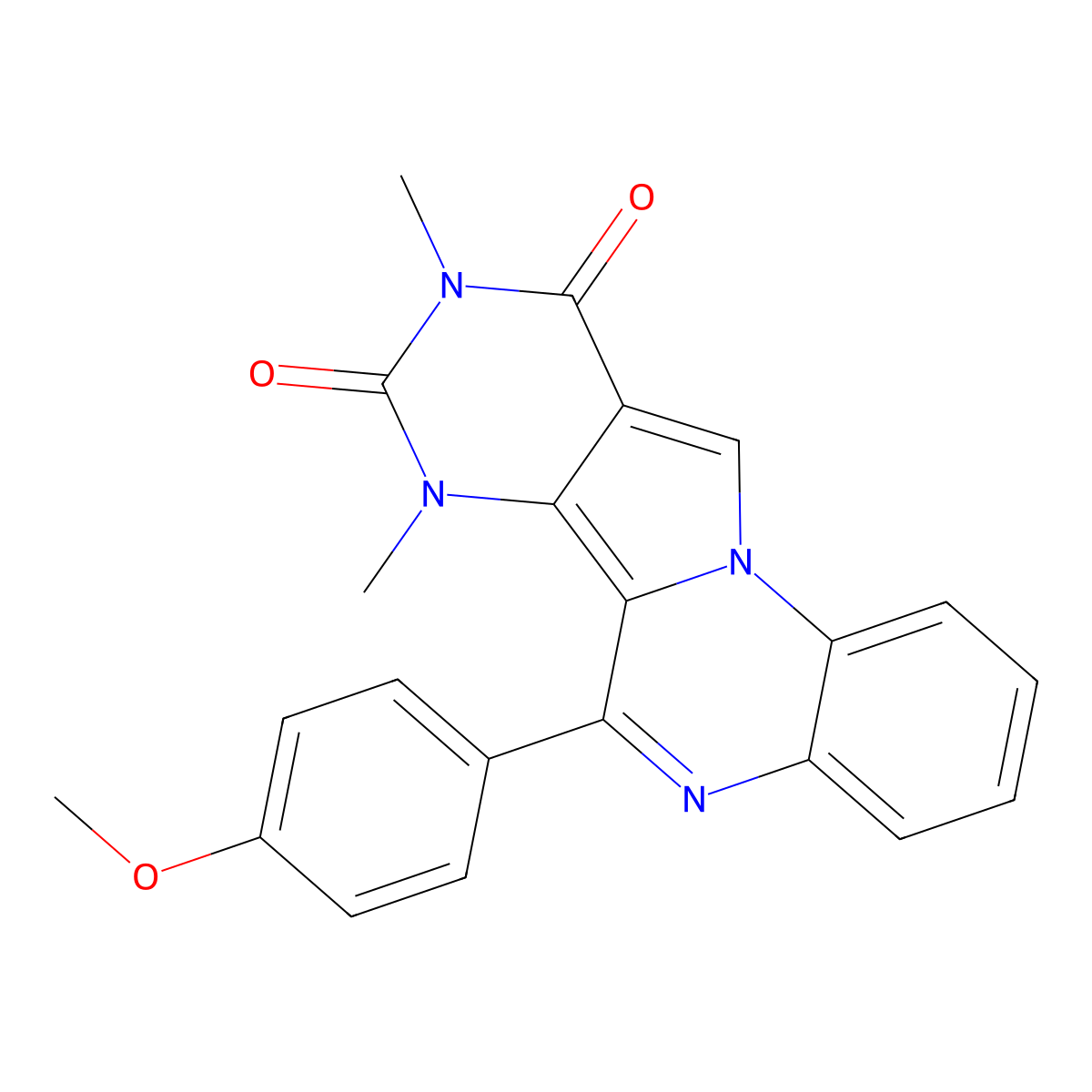 6-(4-methoxyphenyl)-7,9-dimethylpyrimido[4',5':3,4]pyrrolo[1,2-a]quinoxaline-8,10(7H,9H)-dione molecular structure, CAS 578757-49-0