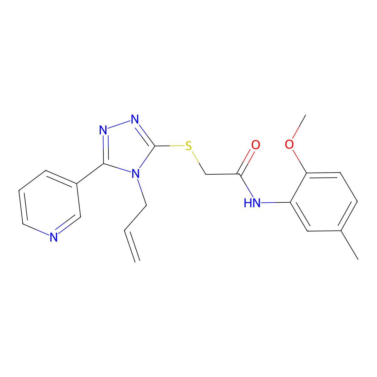2((4-Allyl-5-(3-pyridinyl)-4H-1,2,4-triazol-3-YL)thio)N-(2-meo-5-ME-PH)acetamide molecular structure, CAS 578757-57-0