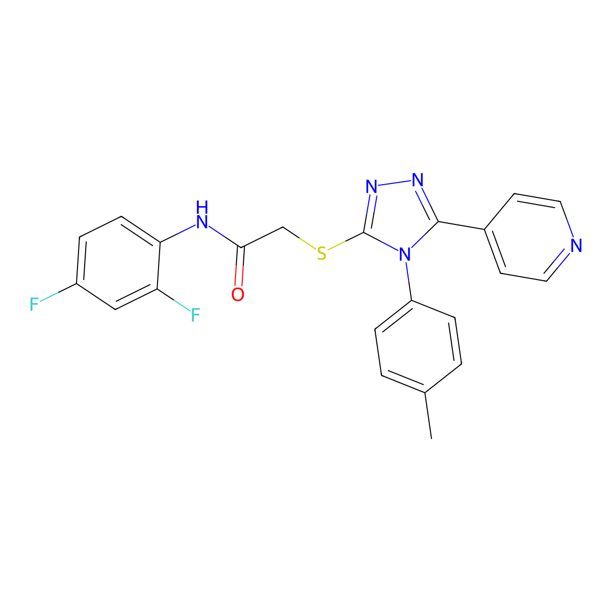 N-(2,4-Difluorophenyl)-2-{[4-(4-methylphenyl)-5-(4-pyridinyl)-4H-1,2,4-triazol-3-YL]sulfanyl}acetamide molecular structure, CAS 578757-87-6