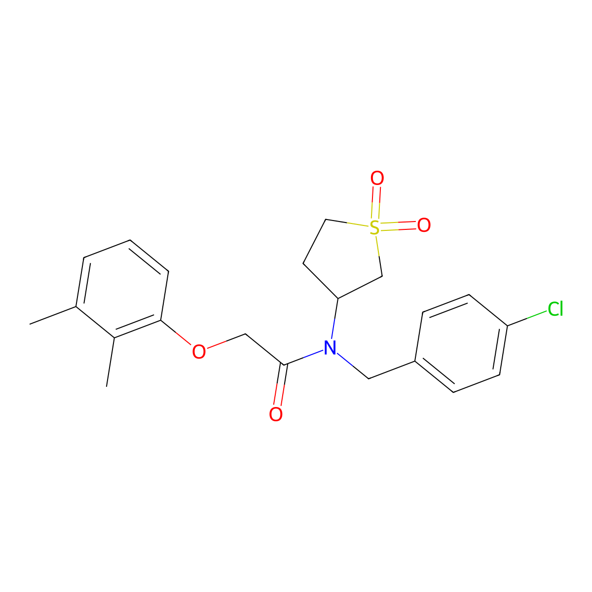 N-(4-chlorobenzyl)-2-(2,3-dimethylphenoxy)-N-(1,1-dioxidotetrahydrothiophen-3-yl)acetamide molecular structure, CAS 578758-26-6