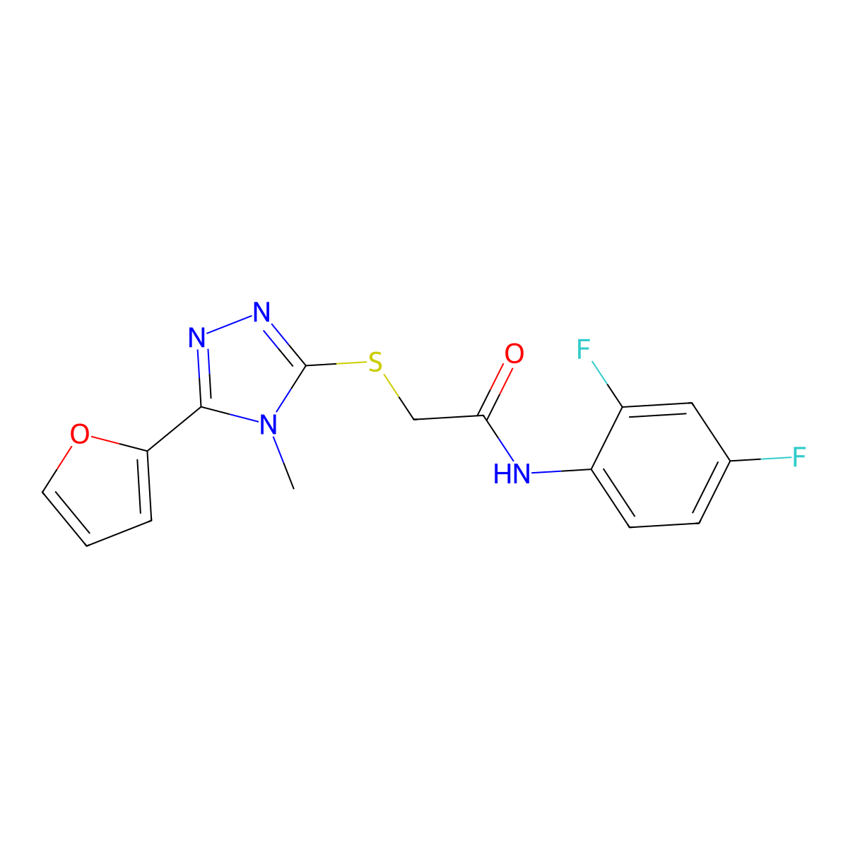 N-(2,4-difluorophenyl)-2-{[5-(furan-2-yl)-4-methyl-4H-1,2,4-triazol-3-yl]sulfanyl}acetamide molecular structure, CAS 578758-33-5