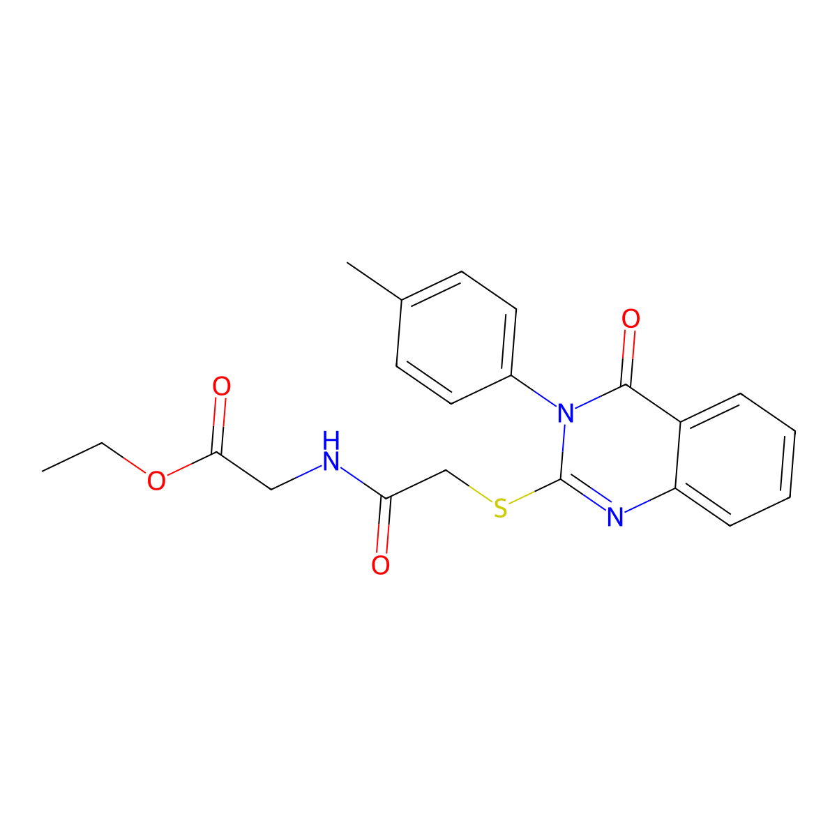 ET((((3-(4-Methylphenyl)-4-oxo-3,4-dihydro-2-quinazolinyl)thio)AC)amino)acetate molecular structure, CAS 578758-35-7