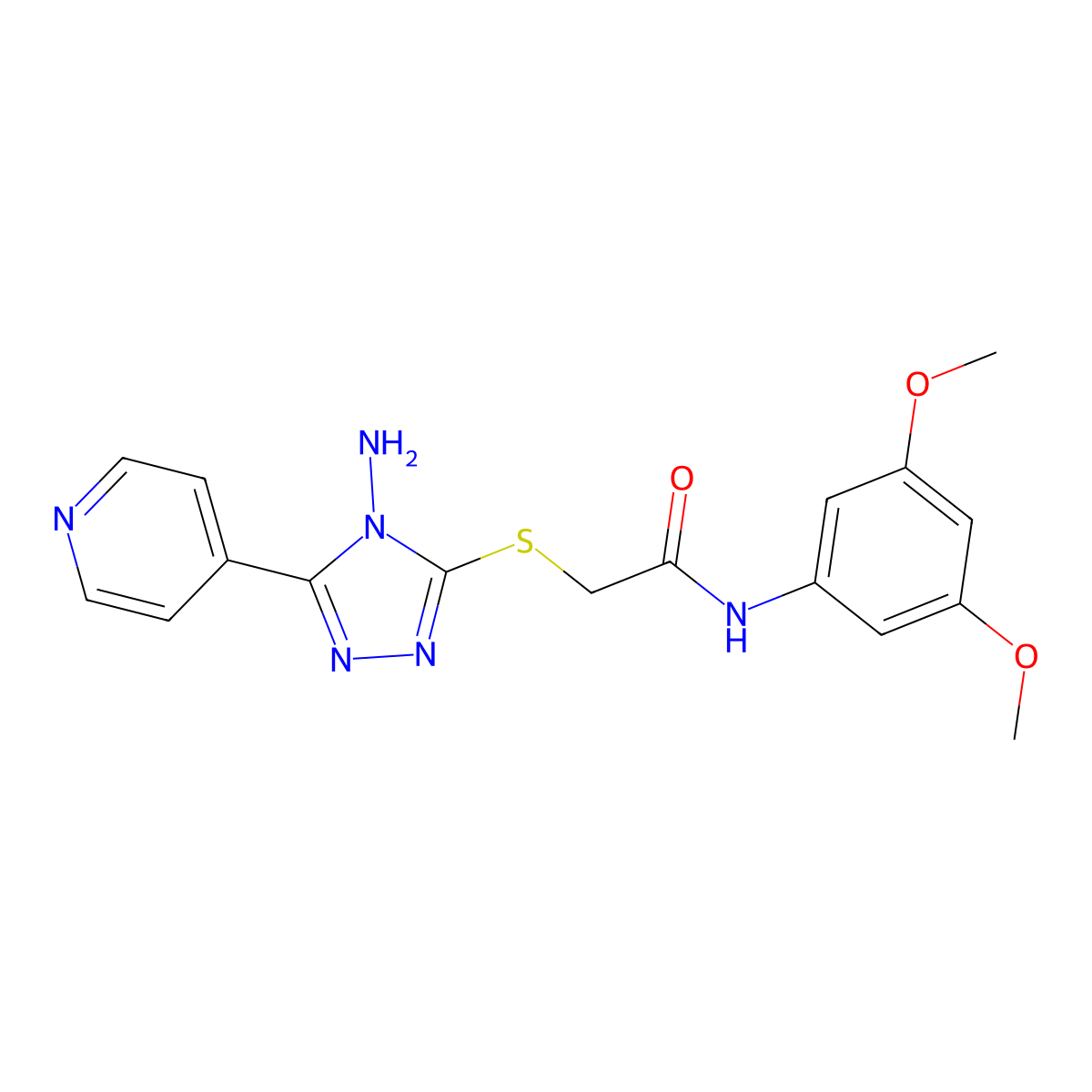 2-((4-Amino-5-(4-pyridinyl)4H-1,2,4-triazol-3-YL)thio)N-(3,5-DI-meo-PH)acetamide molecular structure, CAS 578758-45-9