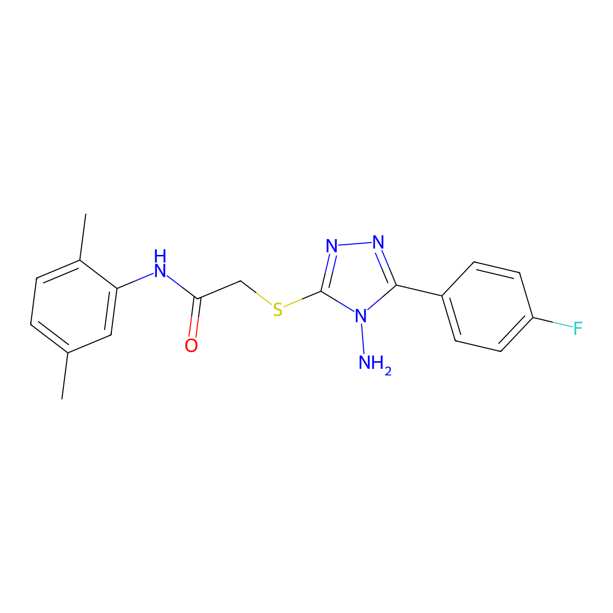 2-{[4-amino-5-(4-fluorophenyl)-4H-1,2,4-triazol-3-yl]sulfanyl}-N-(2,5-dimethylphenyl)acetamide molecular structure, CAS 578758-68-6
