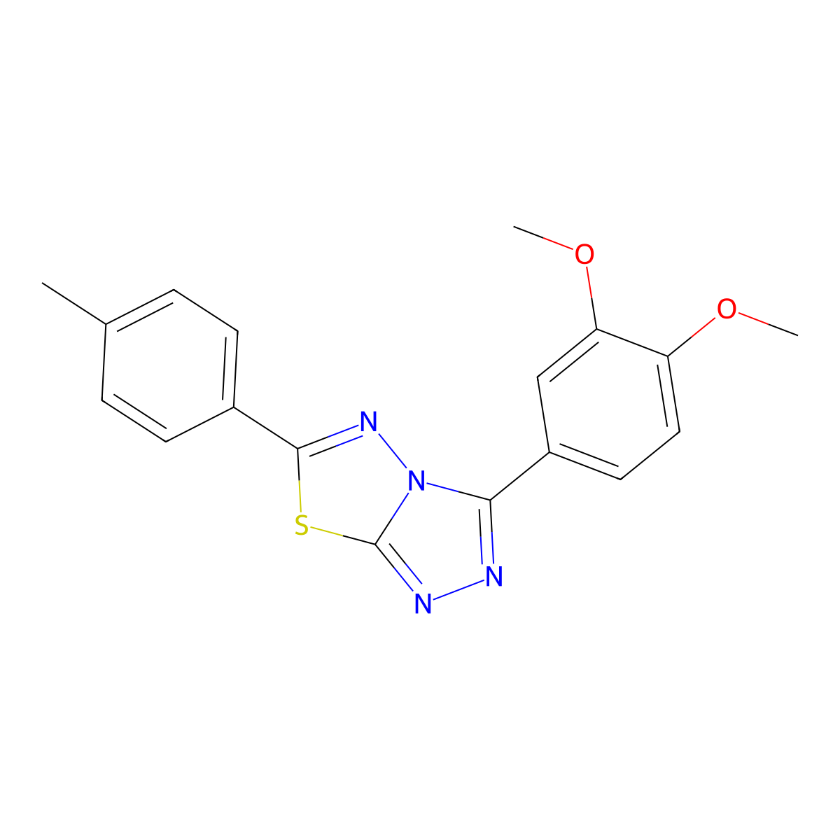 3-(3,4-Dimethoxyphenyl)-6-(4-methylphenyl)[1,2,4]triazolo[3,4-b][1,3,4]thiadiazole molecular structure, CAS 578758-92-6