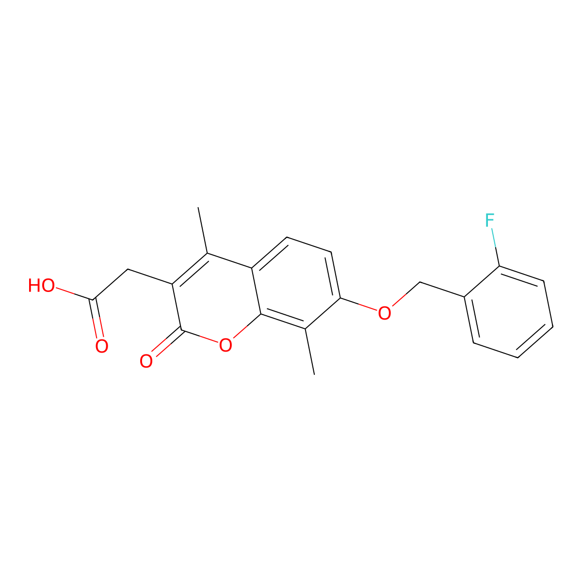 {7-[(2-fluorobenzyl)oxy]-4,8-dimethyl-2-oxo-2H-chromen-3-yl}acetic acid molecular structure, CAS 578759-00-9