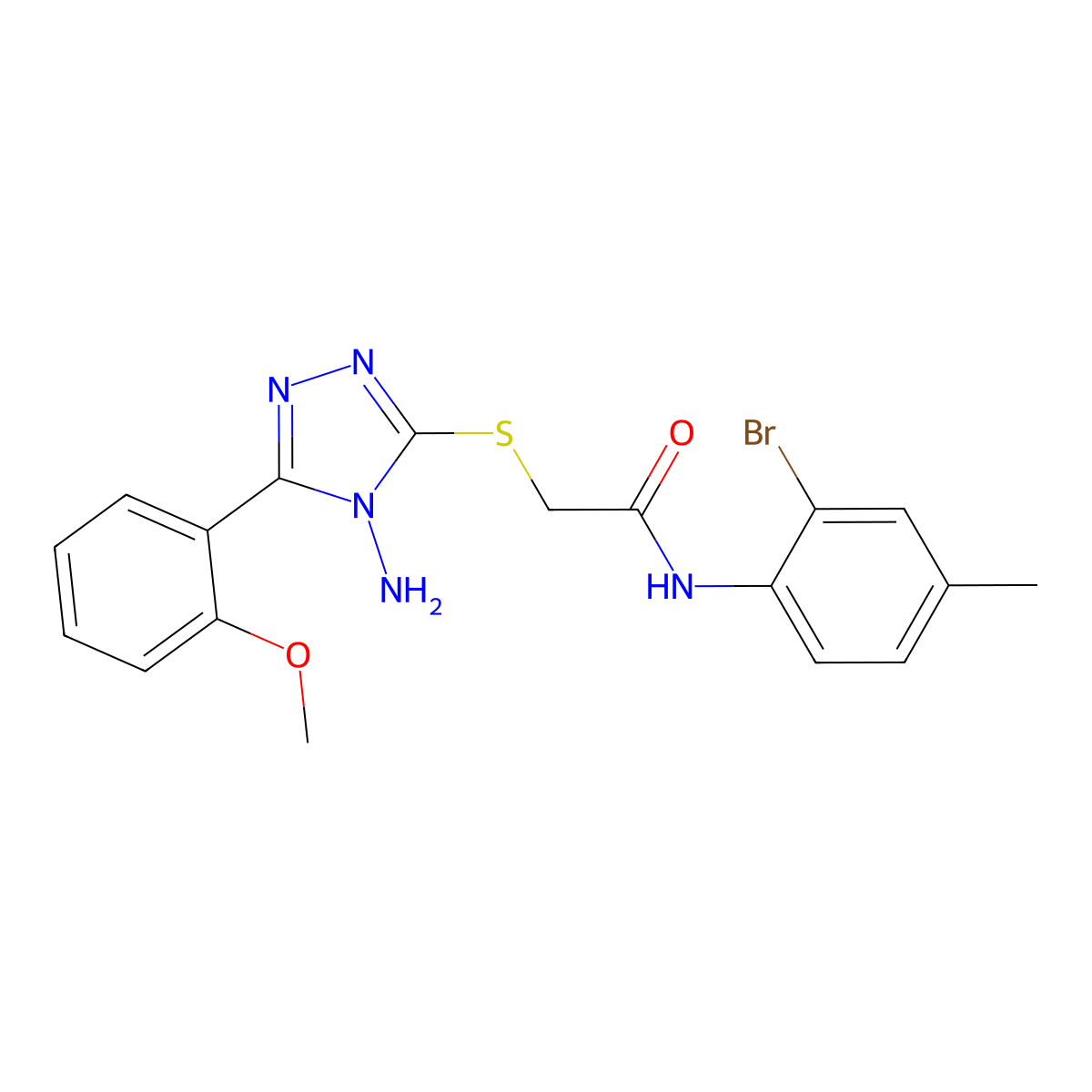 2-[4-amino-5-(2-methoxyphenyl)(1,2,4-triazol-3-ylthio)]-N-(2-bromo-4-methylphe nyl)acetamide molecular structure, CAS 578759-10-1