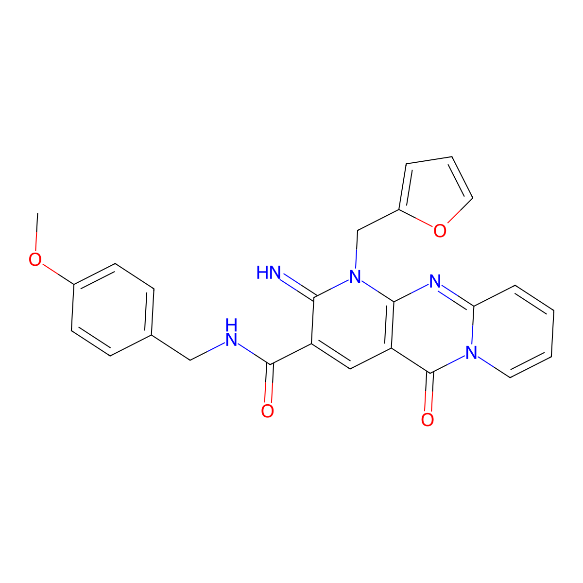 1-(2-furylmethyl)-2-imino-N~3~-(4-methoxybenzyl)-5-oxo-1,5-dihydro-2H-dipyrido[1,2-a:2,3-d]pyrimidine-3-carboxamide molecular structure, CAS 578759-11-2
