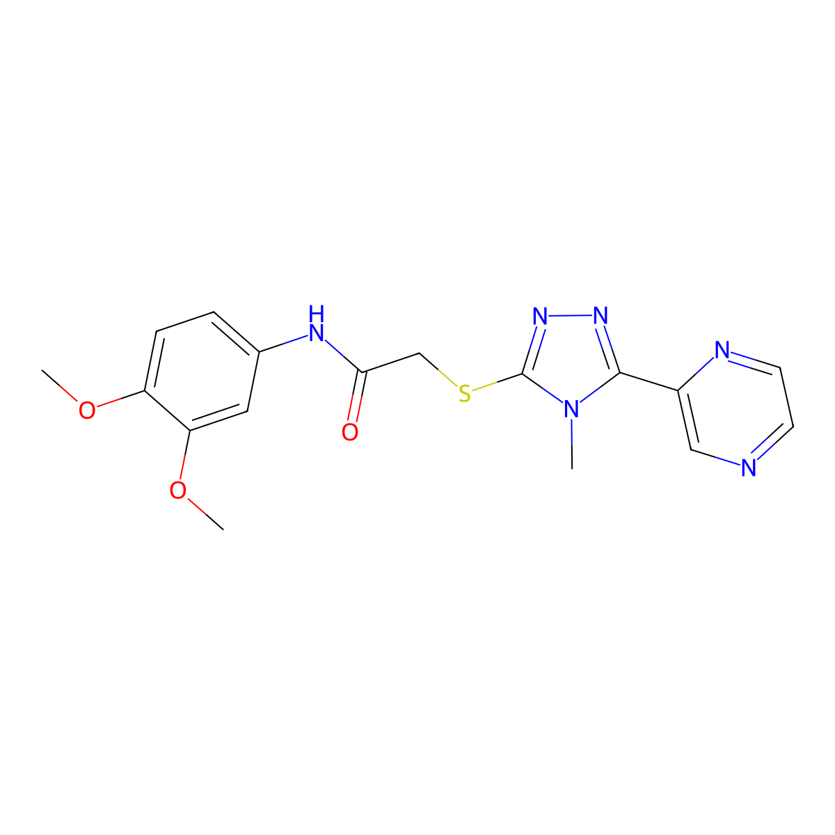 N-(3,4-dimethoxyphenyl)-2-{[4-methyl-5-(pyrazin-2-yl)-4H-1,2,4-triazol-3-yl]sulfanyl}acetamide molecular structure, CAS 578759-18-9