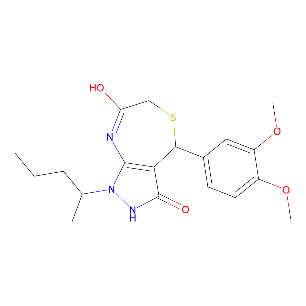 4-(3,4-dimethoxyphenyl)-1-pentan-2-yl-4,8-dihydro-2H-pyrazolo[3,4-e][1,4]thiazepine-3,7-dione molecular structure, CAS 578759-64-5