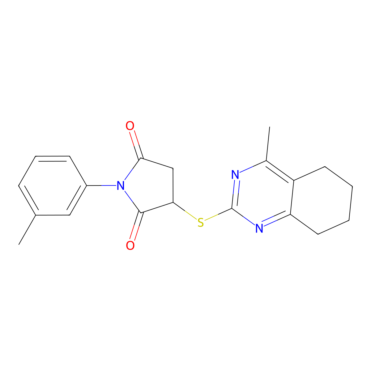1-(3-Methylphenyl)-3-[(4-methyl-5,6,7,8-tetrahydroquinazolin-2-yl)sulfanyl]pyrrolidine-2,5-dione molecular structure, CAS 578759-71-4