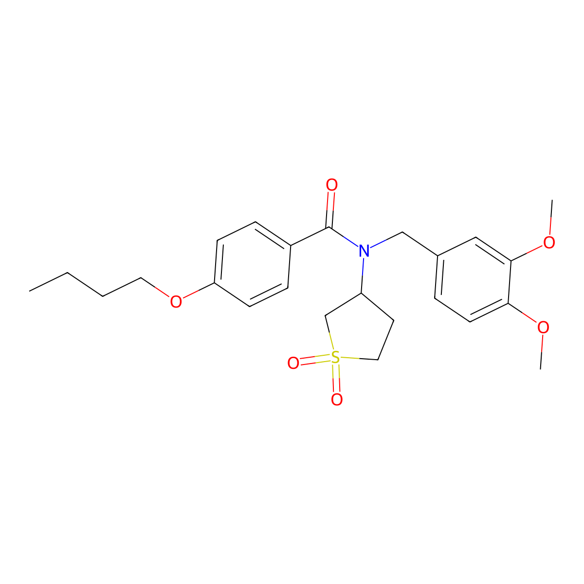 4-butoxy-N-(3,4-dimethoxybenzyl)-N-(1,1-dioxidotetrahydrothiophen-3-yl)benzamide molecular structure, CAS 578759-81-6