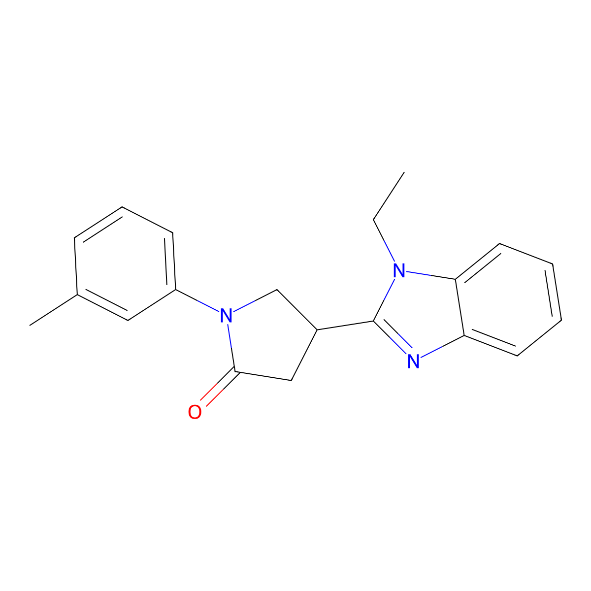 4-(1-ethyl-1H-benzo[d]imidazol-2-yl)-1-(m-tolyl)pyrrolidin-2-one molecular structure, CAS 578759-95-2