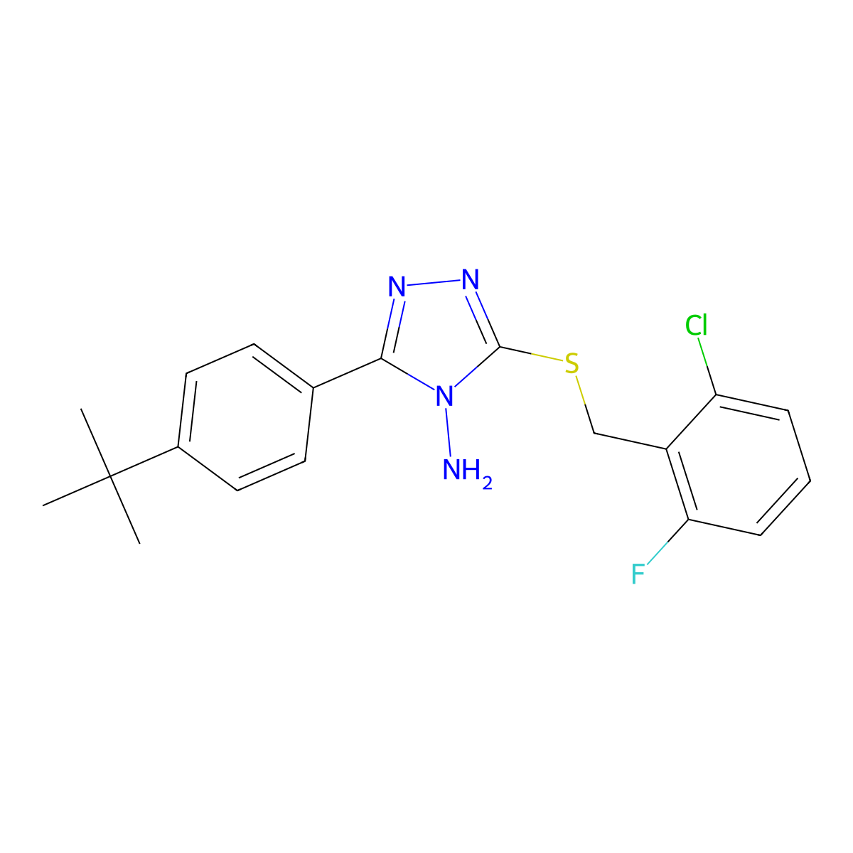 3-(4-tert-butylphenyl)-5-[(2-chloro-6-fluorobenzyl)sulfanyl]-4H-1,2,4-triazol-4-amine molecular structure, CAS 578759-98-5