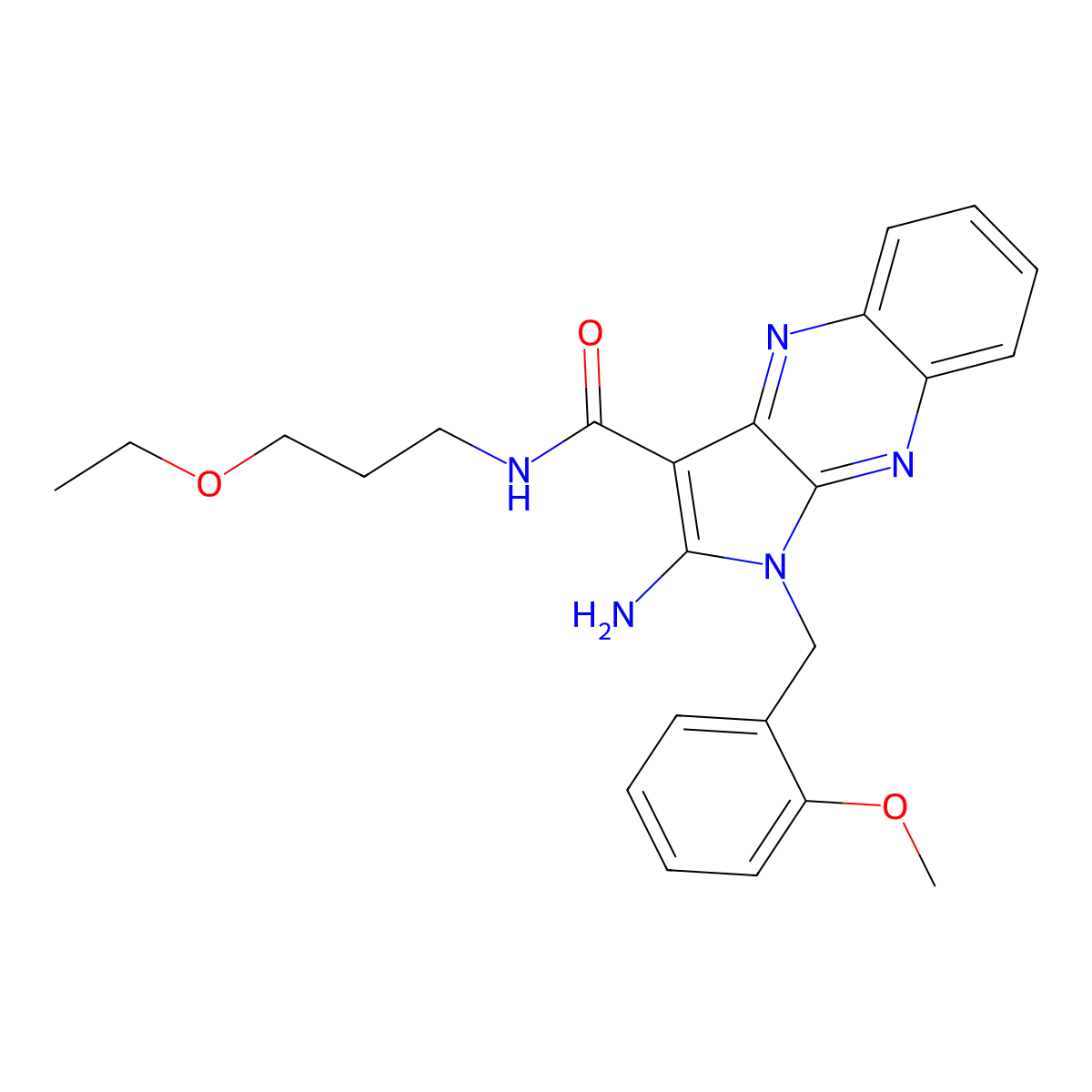 2-amino-N-(3-ethoxypropyl)-1-(2-methoxybenzyl)-1H-pyrrolo[2,3-b]quinoxaline-3-carboxamide molecular structure, CAS 578759-99-6