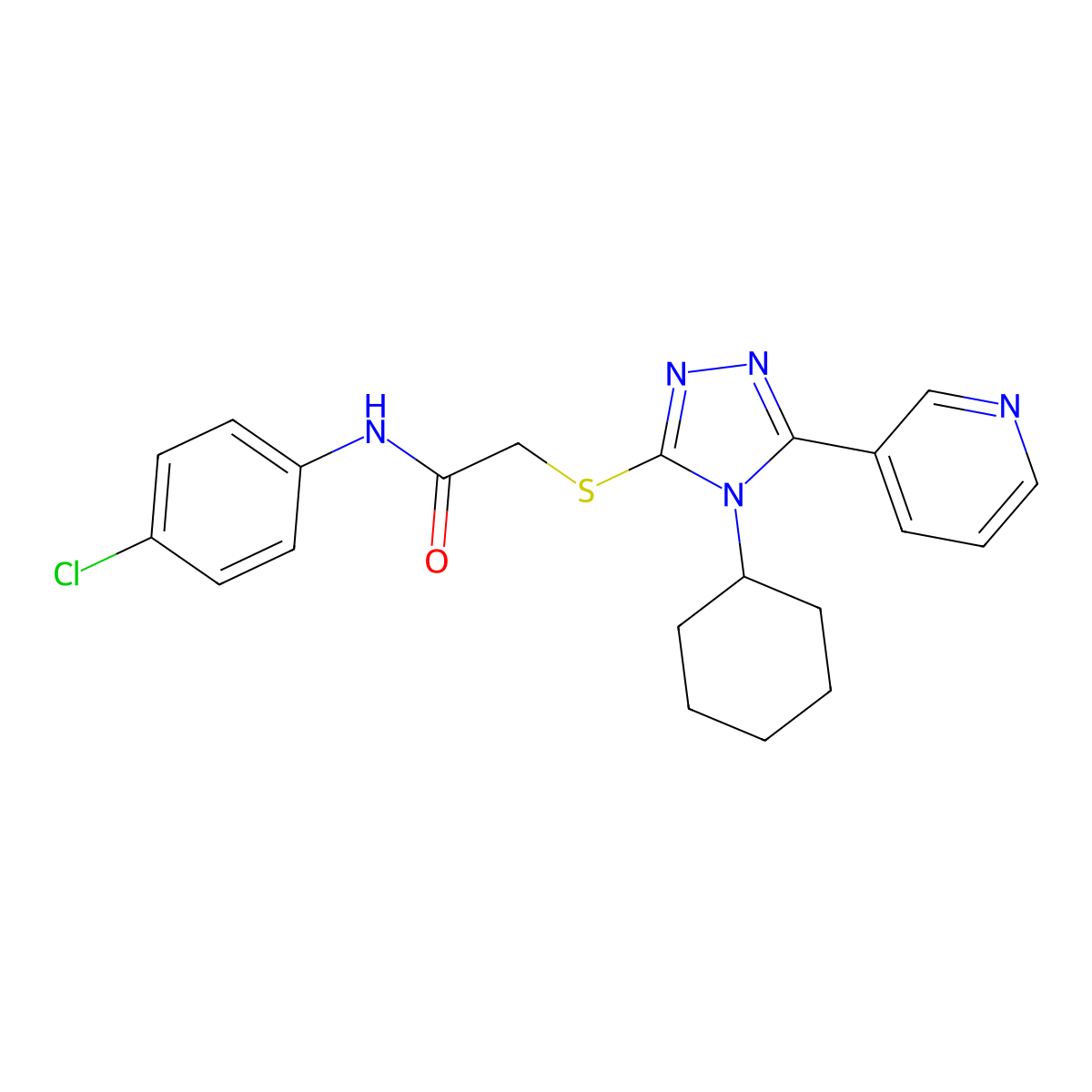N-(4-chlorophenyl)-2-{[4-cyclohexyl-5-(pyridin-3-yl)-4H-1,2,4-triazol-3-yl]sulfanyl}acetamide molecular structure, CAS 578760-09-5