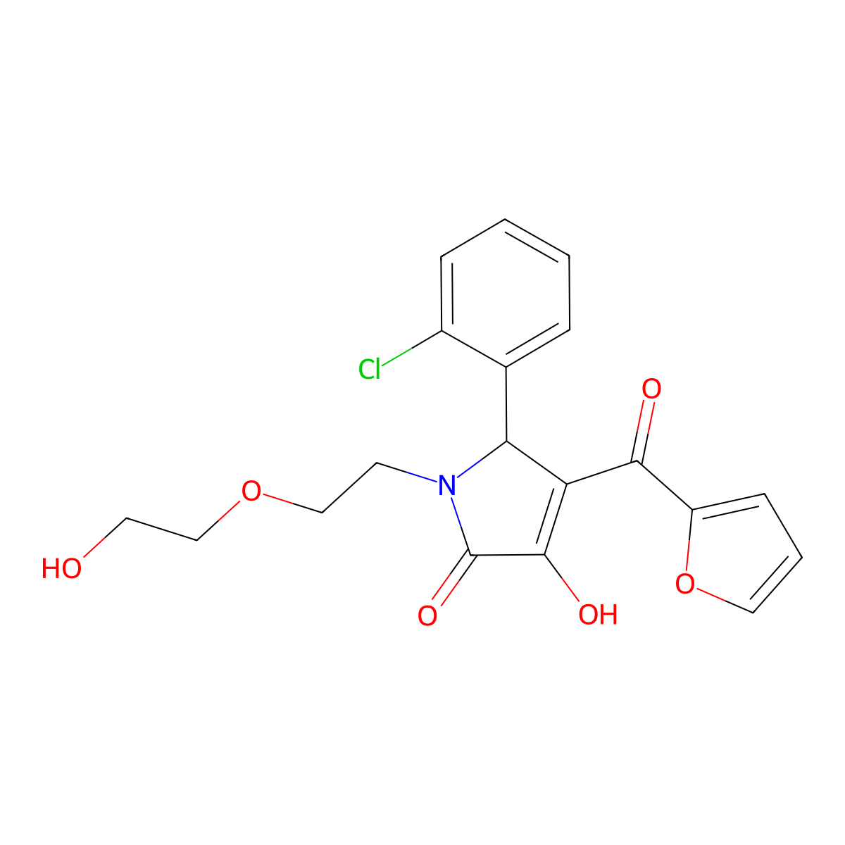 2-(2-chlorophenyl)-3-(furan-2-carbonyl)-4-hydroxy-1-[2-(2-hydroxyethoxy)ethyl]-2H-pyrrol-5-one molecular structure, CAS 578760-16-4