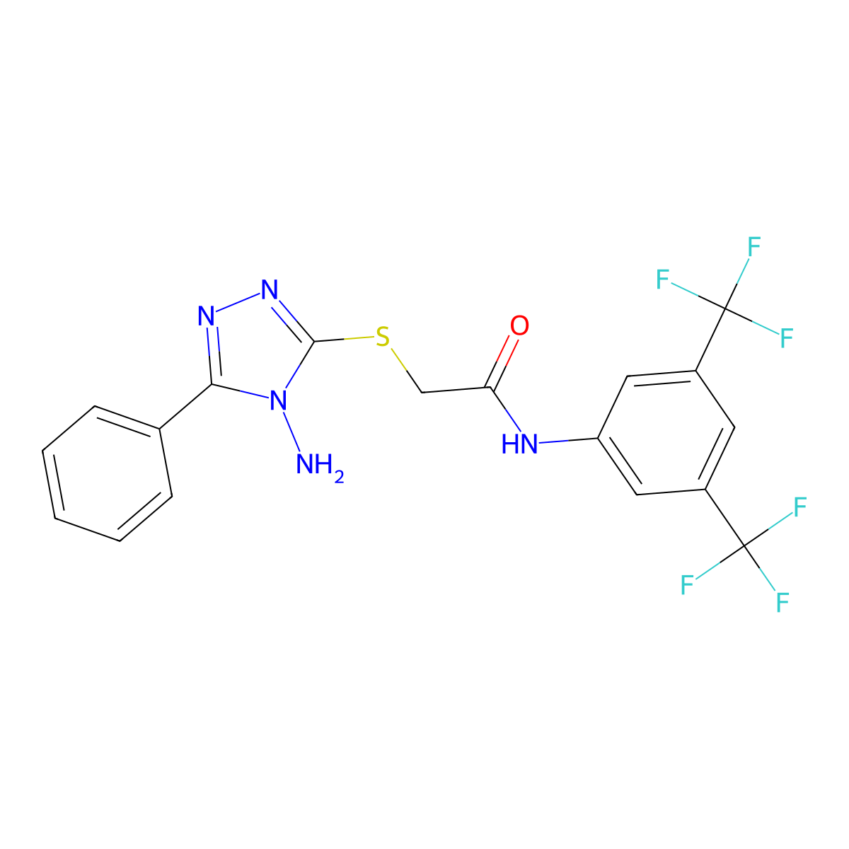 2-[(4-amino-5-phenyl-4H-1,2,4-triazol-3-yl)sulfanyl]-N-[3,5-bis(trifluoromethyl)phenyl]acetamide molecular structure, CAS 578760-18-6