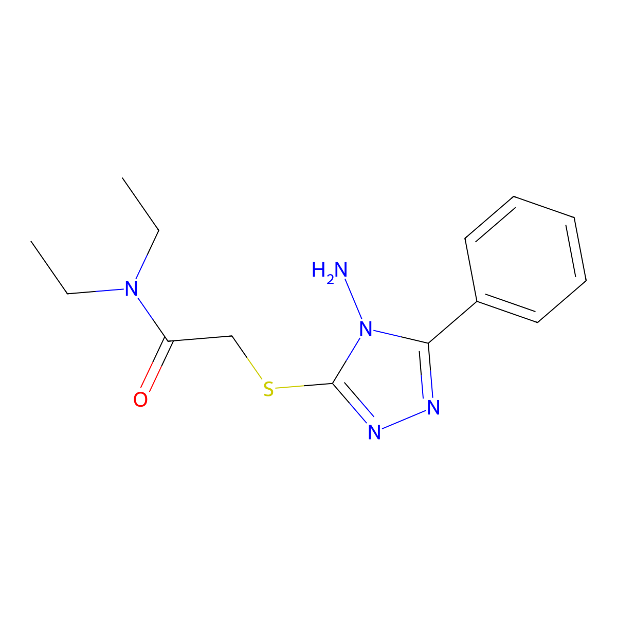 2-(4-amino-5-phenyl(1,2,4-triazol-3-ylthio))-N,N-diethylacetamide molecular structure, CAS 578760-21-1