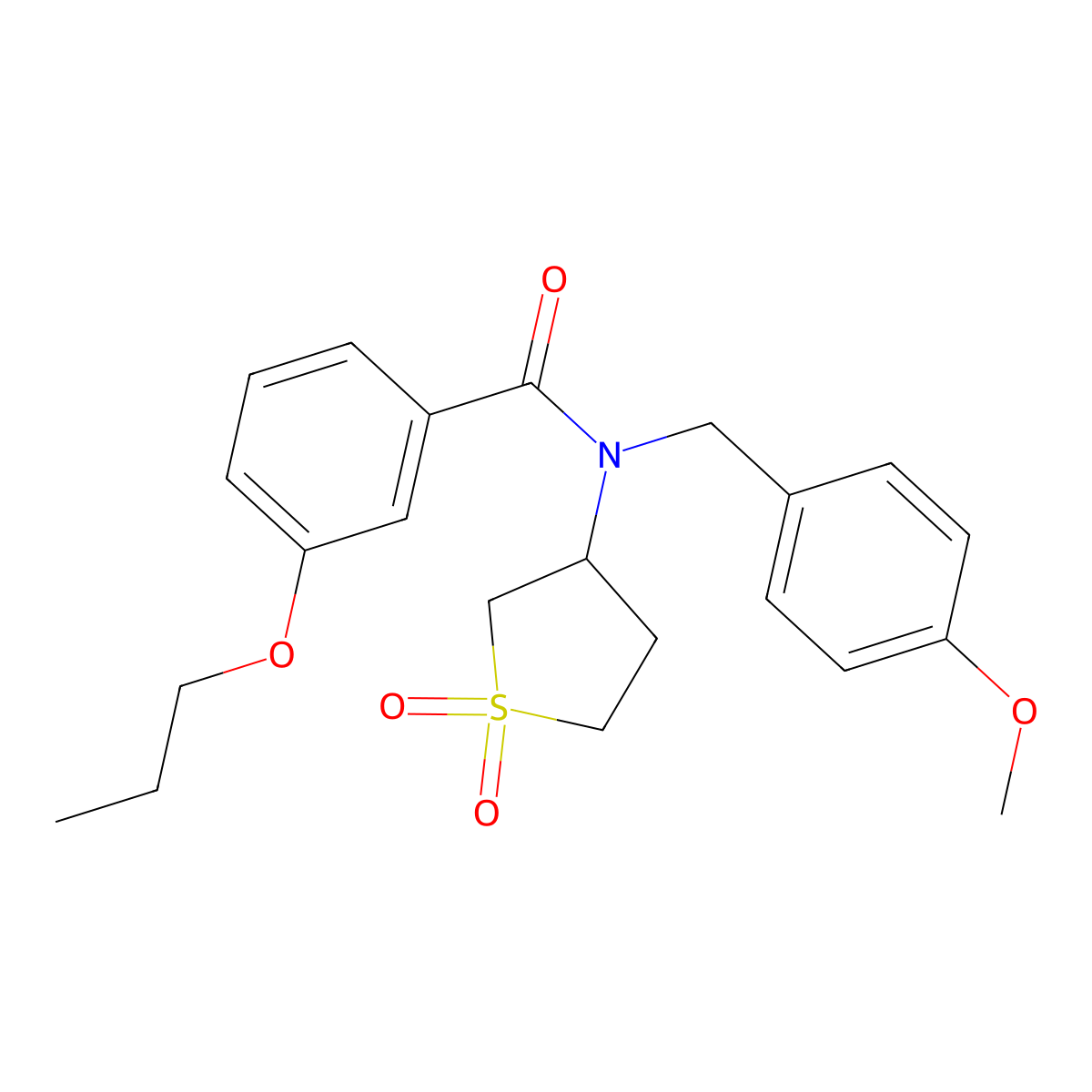 N-(1,1-dioxidotetrahydrothiophen-3-yl)-N-(4-methoxybenzyl)-3-propoxybenzamide molecular structure, CAS 578760-23-3