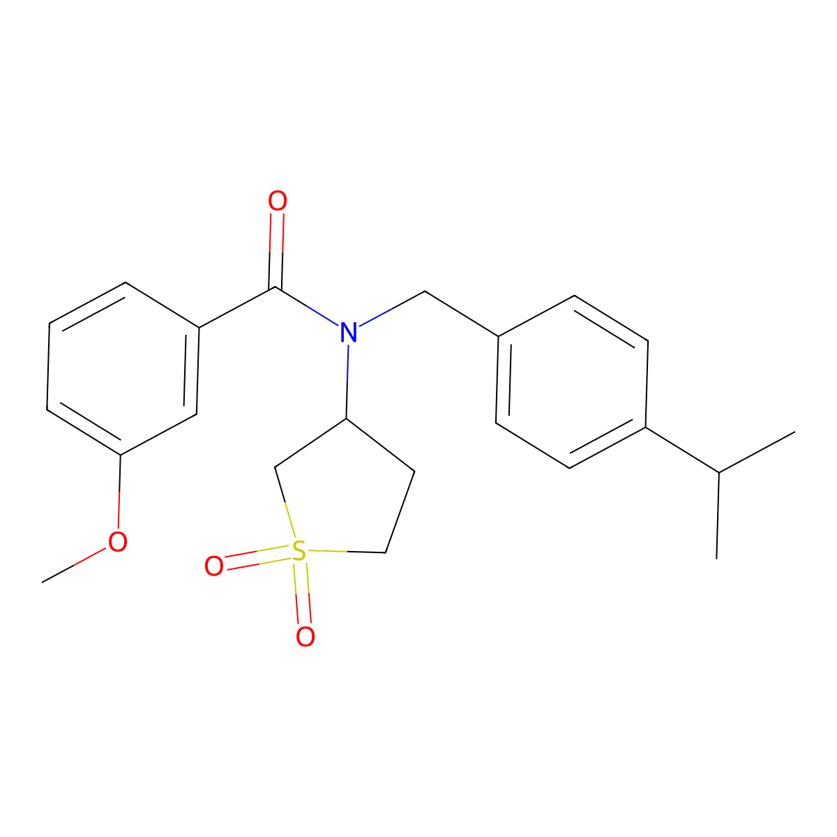 N-(1,1-dioxidotetrahydrothiophen-3-yl)-3-methoxy-N-[4-(propan-2-yl)benzyl]benzamide molecular structure, CAS 578760-32-4