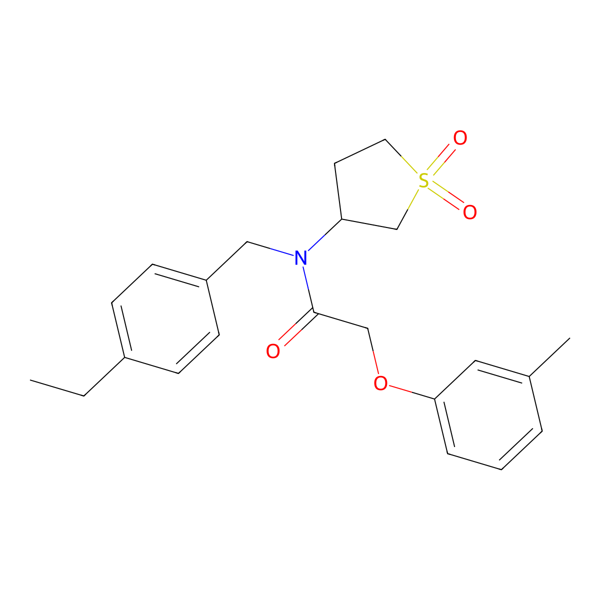 N-(1,1-dioxidotetrahydrothiophen-3-yl)-N-(4-ethylbenzyl)-2-(3-methylphenoxy)acetamide molecular structure, CAS 578760-58-4