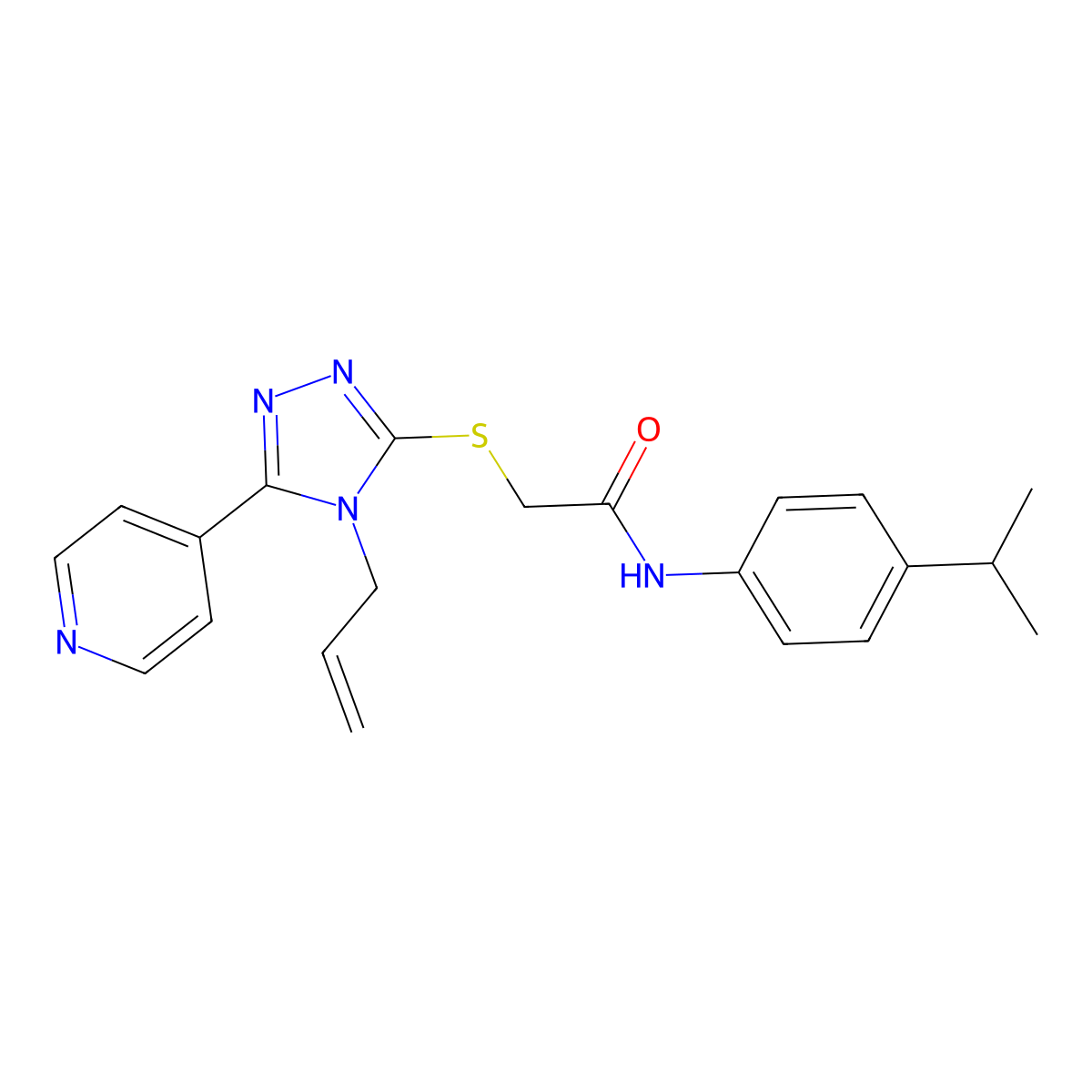 N-[4-(propan-2-yl)phenyl]-2-{[4-(prop-2-en-1-yl)-5-(pyridin-4-yl)-4H-1,2,4-triazol-3-yl]sulfanyl}acetamide molecular structure, CAS 578760-61-9