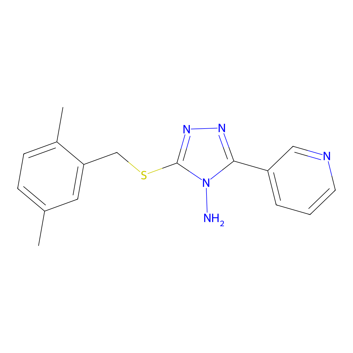 3-[(2,5-Dimethylphenyl)methylthio]-5-(3-pyridyl)-1,2,4-triazole-4-ylamine molecular structure, CAS 578760-87-9