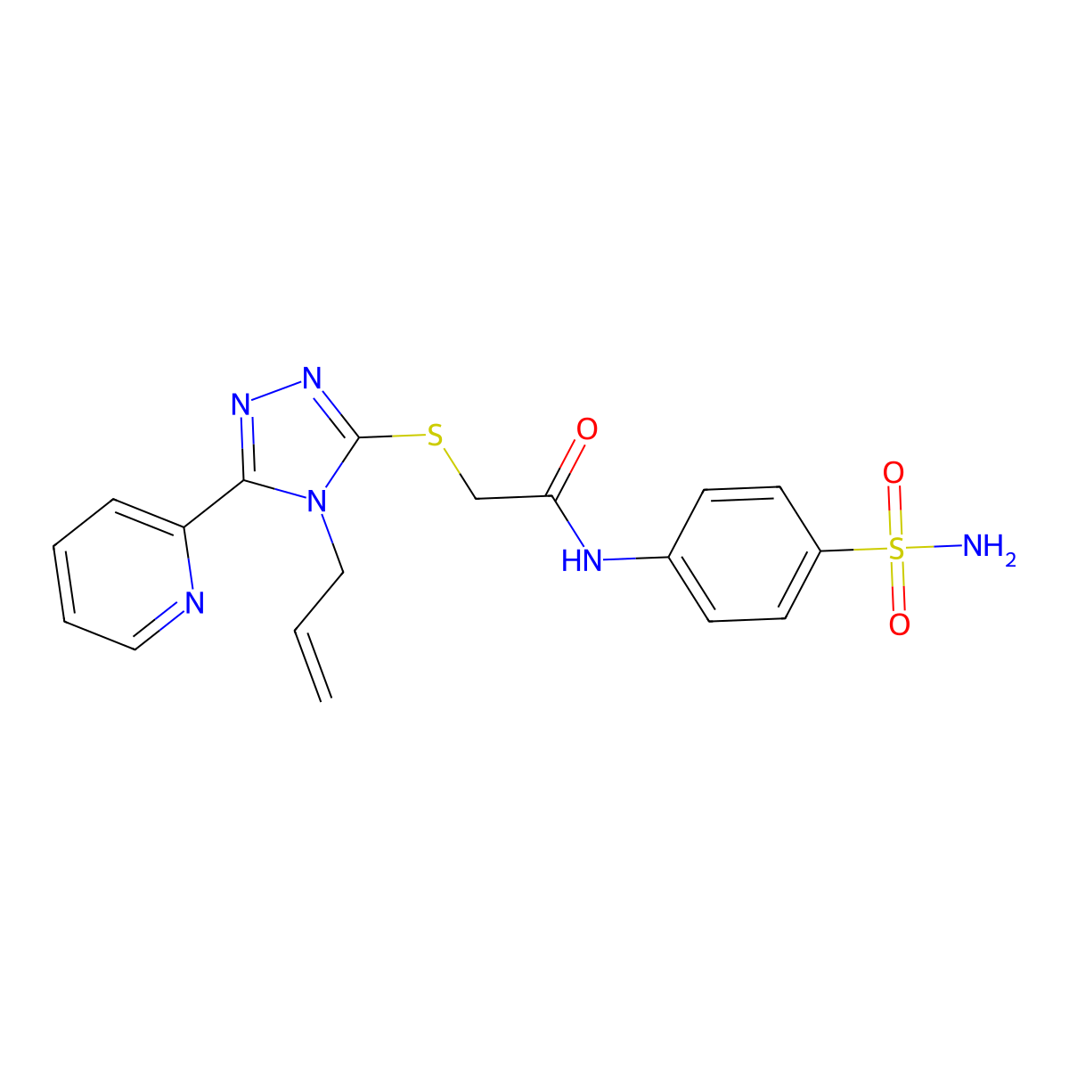 2-((4-Allyl-5-(2-pyridinyl)-4H-1,2,4-triazol-3-YL)sulfanyl)-N-(4-(aminosulfonyl)phenyl)acetamide molecular structure, CAS 578761-02-1