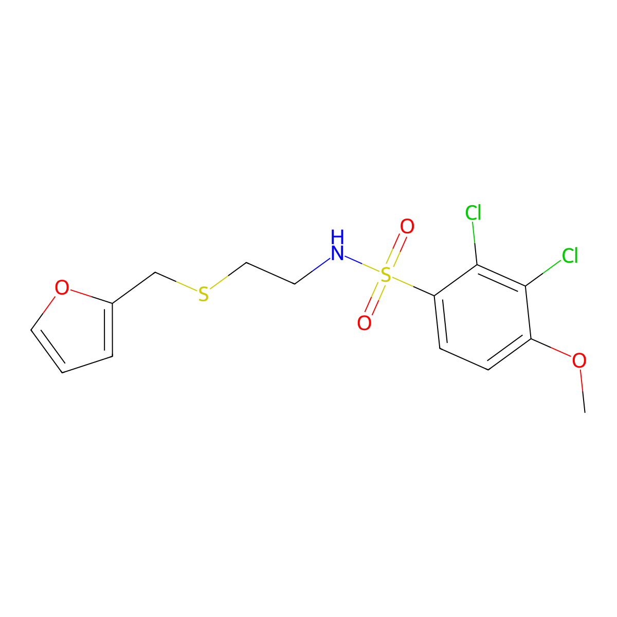 2,3-dichloro-N-{2-[(2-furylmethyl)sulfanyl]ethyl}-4-methoxybenzenesulfonamide molecular structure, CAS 578761-04-3
