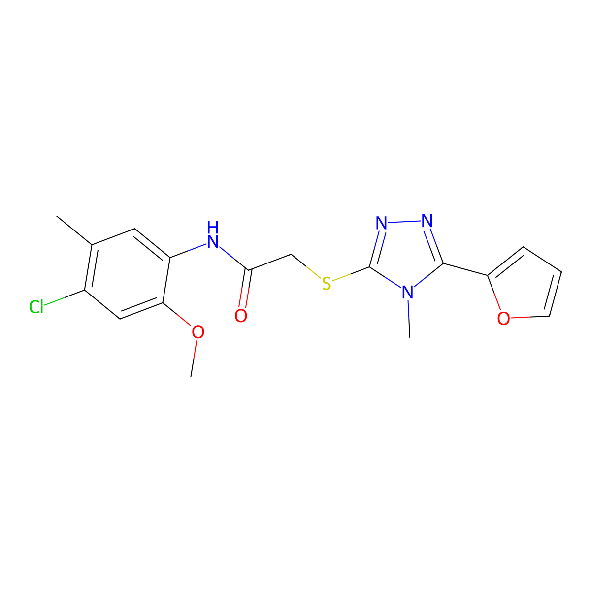 N-(4-chloro-2-methoxy-5-methylphenyl)-2-{[5-(furan-2-yl)-4-methyl-4H-1,2,4-triazol-3-yl]sulfanyl}acetamide molecular structure, CAS 578761-15-6
