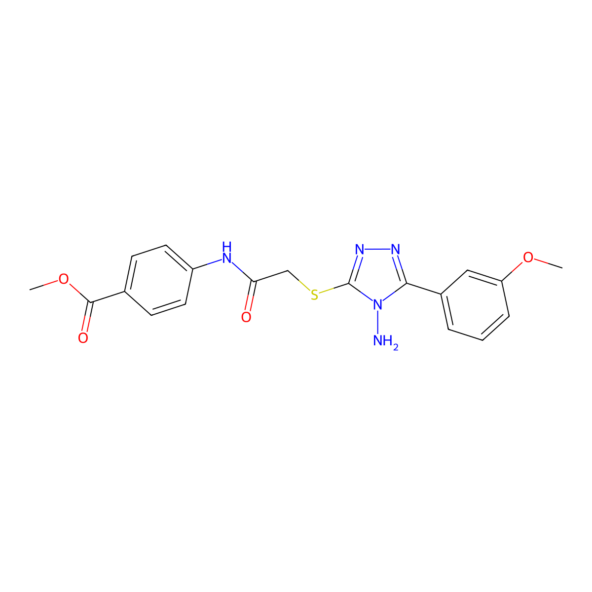 methyl 4-[({[4-amino-5-(3-methoxyphenyl)-4H-1,2,4-triazol-3-yl]sulfanyl}acetyl)amino]benzoate molecular structure, CAS 578761-16-7