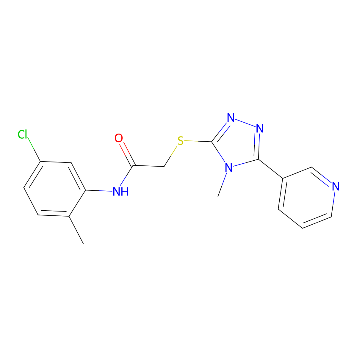 N-(5-chloro-2-methylphenyl)-2-{[4-methyl-5-(pyridin-3-yl)-4H-1,2,4-triazol-3-yl]sulfanyl}acetamide molecular structure, CAS 578761-19-0