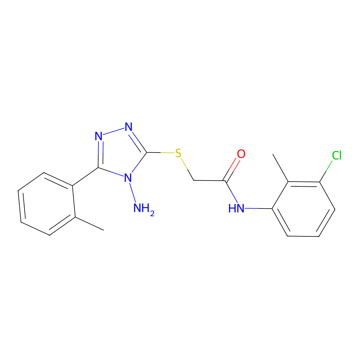 2-{[4-amino-5-(2-methylphenyl)-4H-1,2,4-triazol-3-yl]sulfanyl}-N-(3-chloro-2-methylphenyl)acetamide molecular structure, CAS 578761-31-6