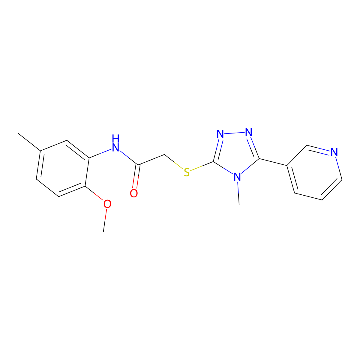 N-(2-methoxy-5-methylphenyl)-2-{[4-methyl-5-(pyridin-3-yl)-4H-1,2,4-triazol-3-yl]sulfanyl}acetamide molecular structure, CAS 578761-55-4
