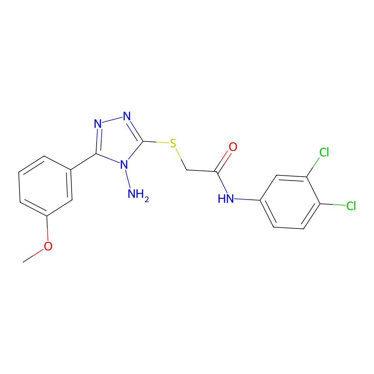 2-[4-amino-5-(3-methoxyphenyl)(1,2,4-triazol-3-ylthio)]-N-(3,4-dichlorophenyl) acetamide molecular structure, CAS 578761-61-2