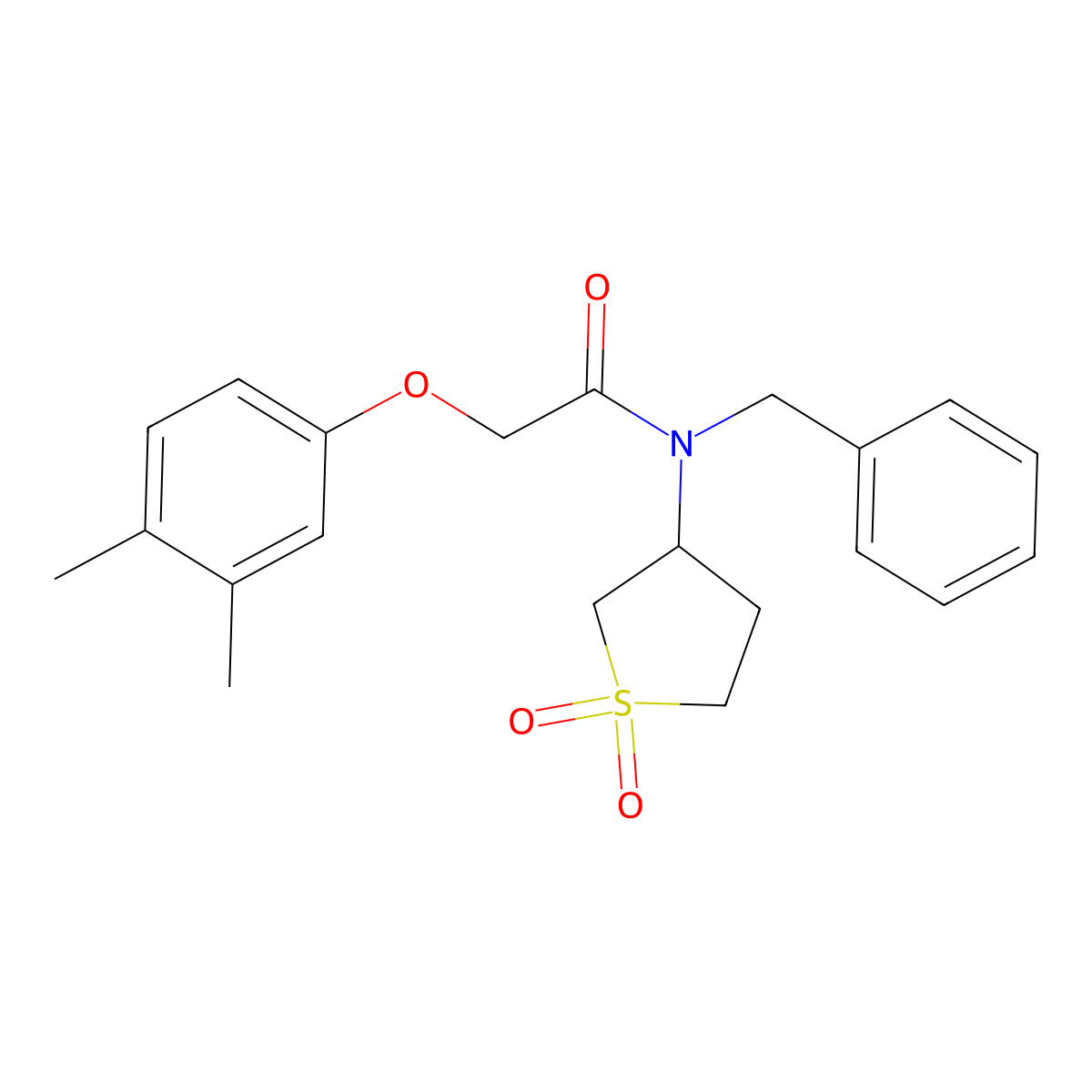 N-benzyl-2-(3,4-dimethylphenoxy)-N-(1,1-dioxidotetrahydrothiophen-3-yl)acetamide molecular structure, CAS 578761-83-8