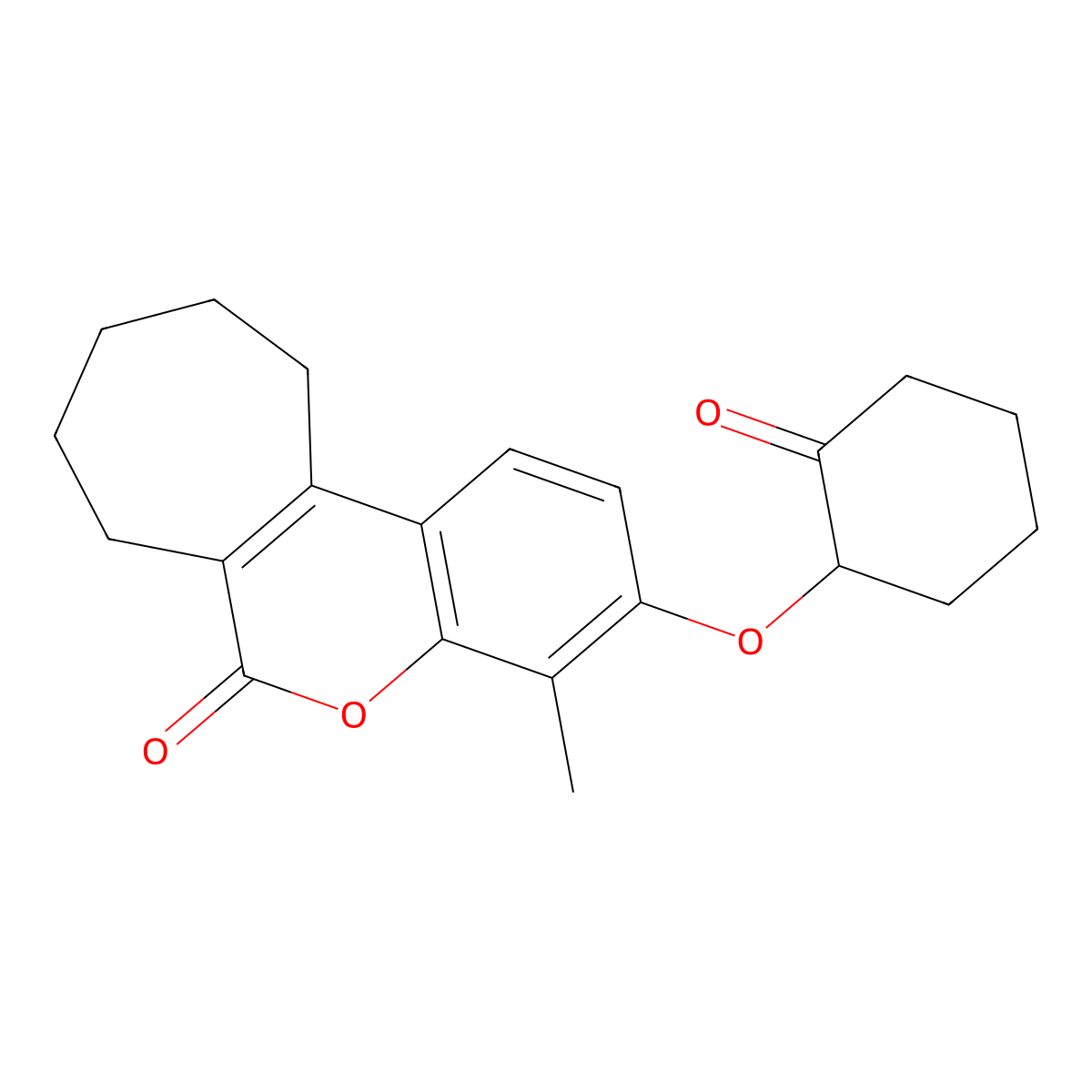 4-methyl-3-[(2-oxocyclohexyl)oxy]-8,9,10,11-tetrahydrocyclohepta[c]chromen-6(7H)-one molecular structure, CAS 578762-05-7