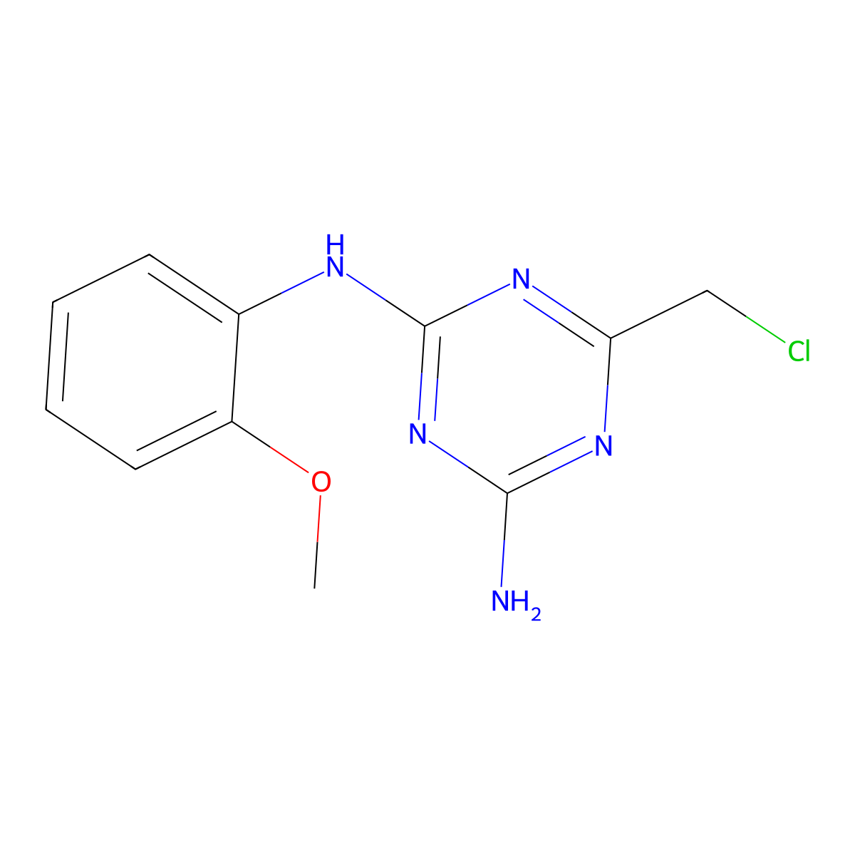 6-(chloromethyl)-N-(2-methoxyphenyl)-1,3,5-triazine-2,4-diamine molecular structure, CAS 578762-51-3