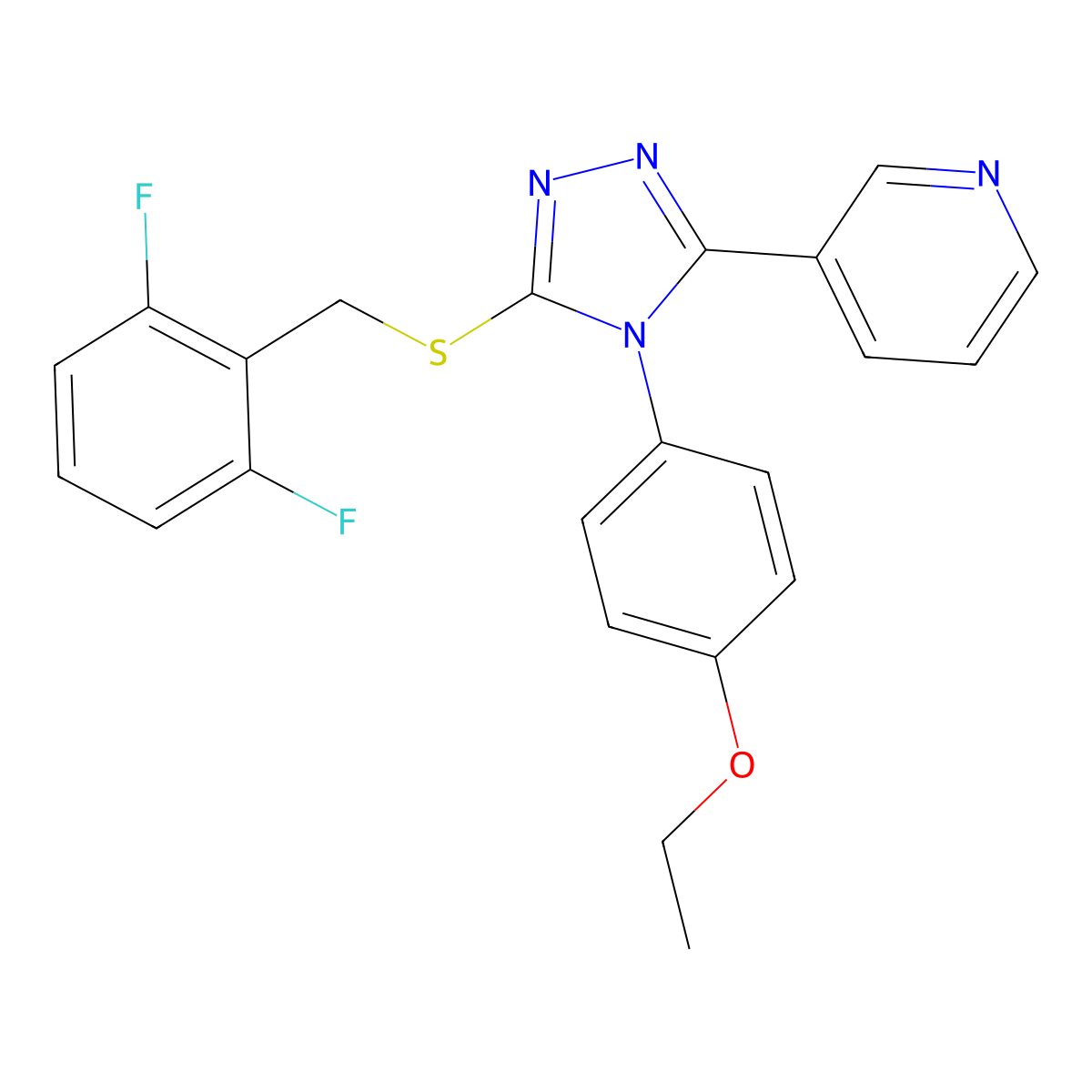 3-(5-((2,6-Difluorobenzyl)sulfanyl)-4-(4-ethoxyphenyl)-4H-1,2,4-triazol-3-YL)pyridine molecular structure, CAS 578762-54-6