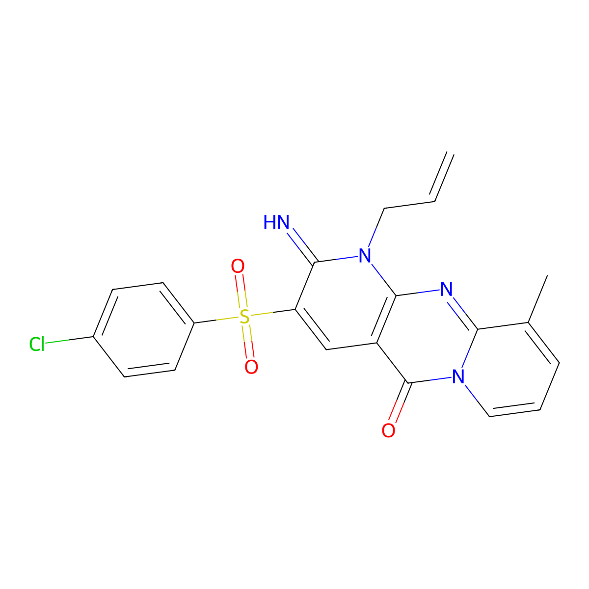 1-allyl-3-[(4-chlorophenyl)sulfonyl]-2-imino-10-methyl-1,2-dihydro-5H-dipyrido[1,2-a:2,3-d]pyrimidin-5-one molecular structure, CAS 578762-56-8