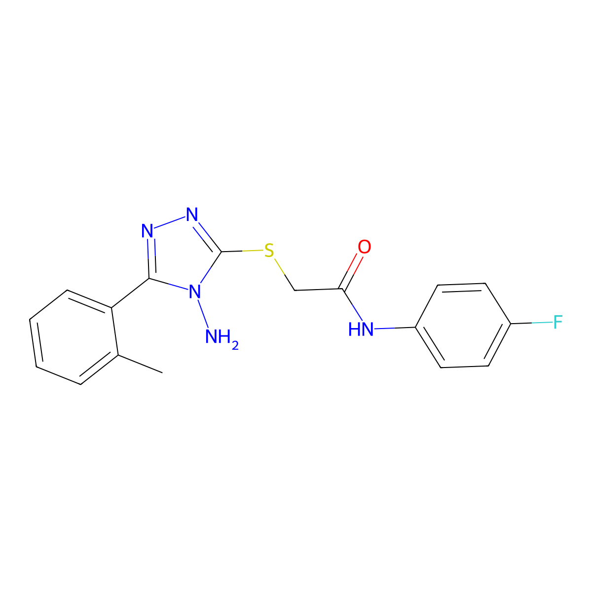 2-{[4-amino-5-(2-methylphenyl)-4H-1,2,4-triazol-3-yl]sulfanyl}-N-(4-fluorophenyl)acetamide molecular structure, CAS 578762-59-1