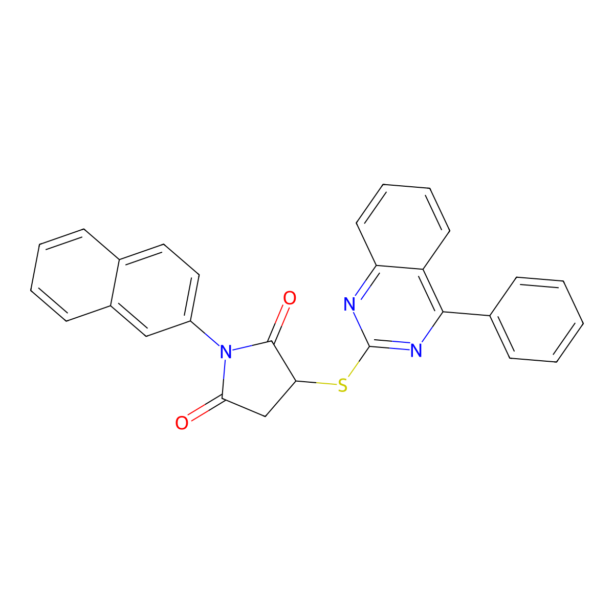 1-(Naphthalen-2-yl)-3-[(4-phenylquinazolin-2-yl)sulfanyl]pyrrolidine-2,5-dione molecular structure, CAS 578762-61-5
