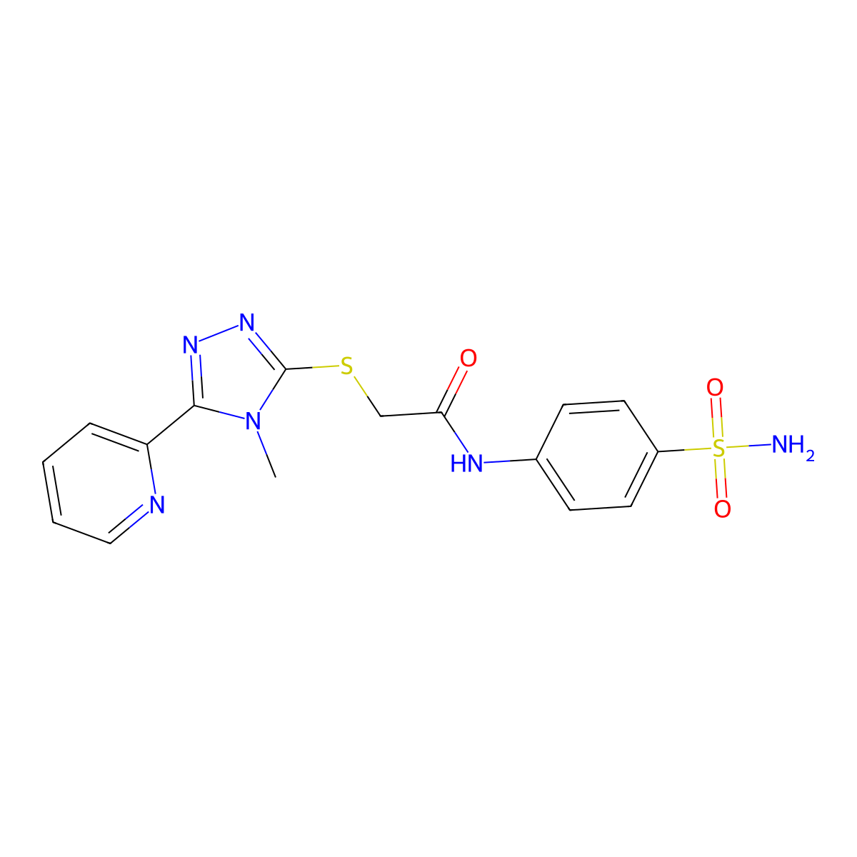 2-{[4-methyl-5-(pyridin-2-yl)-4H-1,2,4-triazol-3-yl]sulfanyl}-N-(4-sulfamoylphenyl)acetamide molecular structure, CAS 578762-79-5
